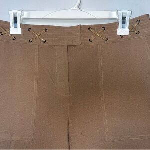 American vintage Larry Levine Tan Lace-Up Detail dress Pants